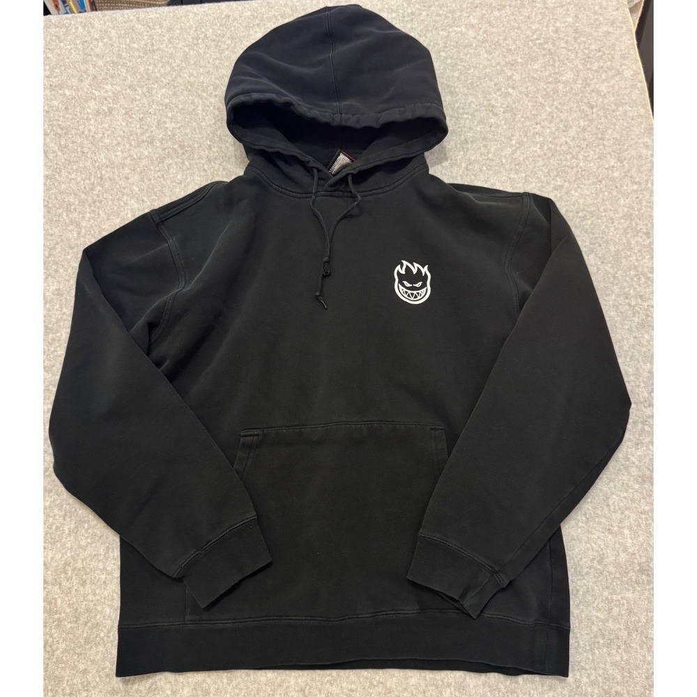 Spitfire Wheels Bighead Swirl Pullover Hoodie Mens Large Black Skate Streetwear